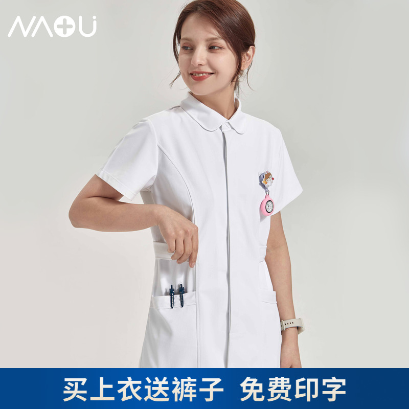 南欧鱼防静电护士服短袖女工作服月子中心牙科口腔药店服高端长袖