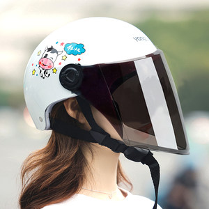 电动摩托车头盔女防紫外线可爱图片