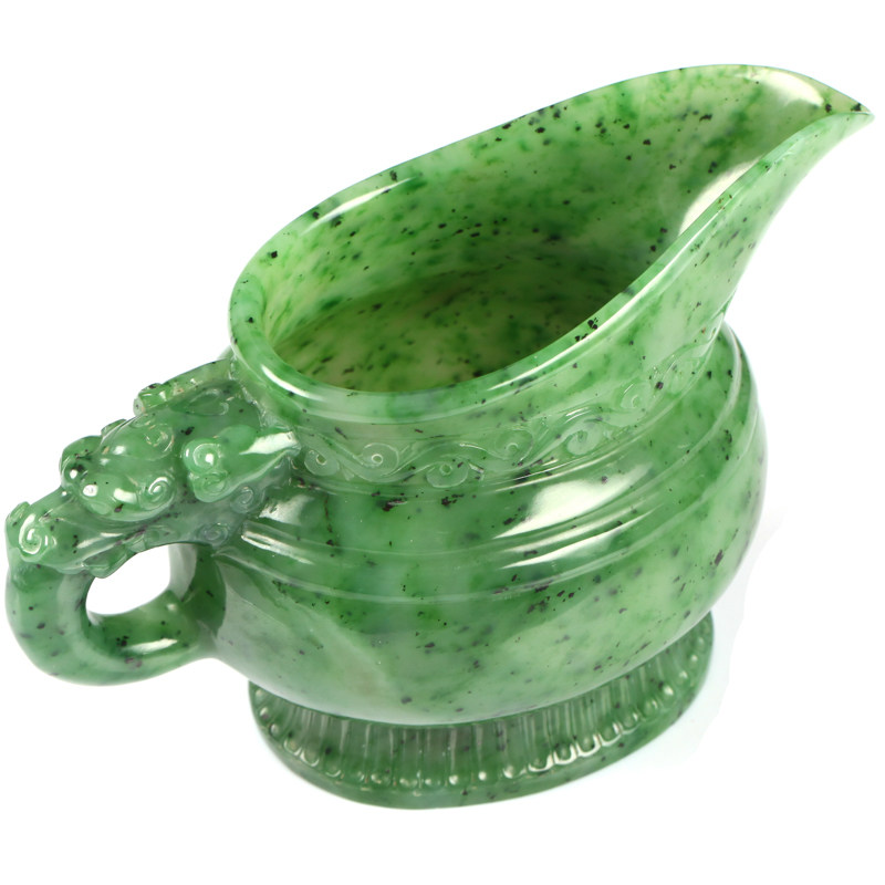 【厚德载物】 和田玉碧玉 酒壶摆件器皿 391.49g