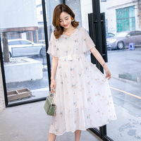 孕妇夏装套装时尚2021潮辣妈白色夏天裙子宽松雪纺连衣裙仙女超仙