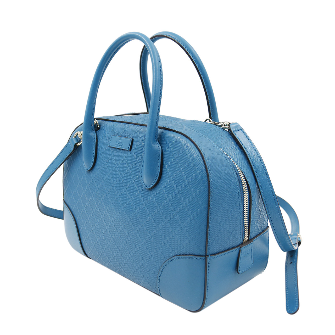 [9.0新]古驰gucci女士手提包单肩包蓝色压纹牛皮肩背包