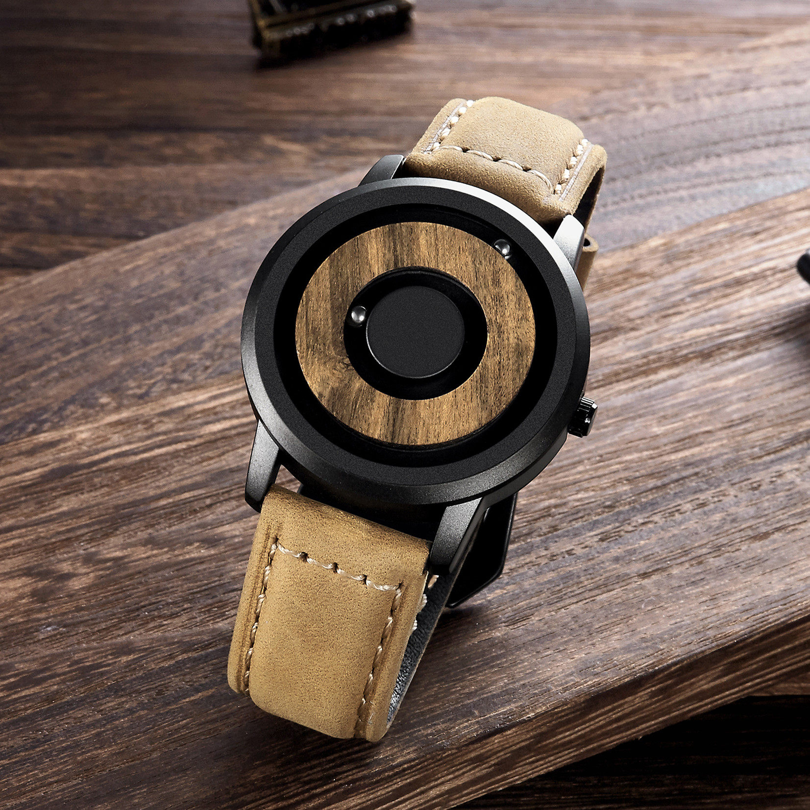 eutour平行时空磁力男士滚珠手表木盘新概念创意指针个性潮流腕表