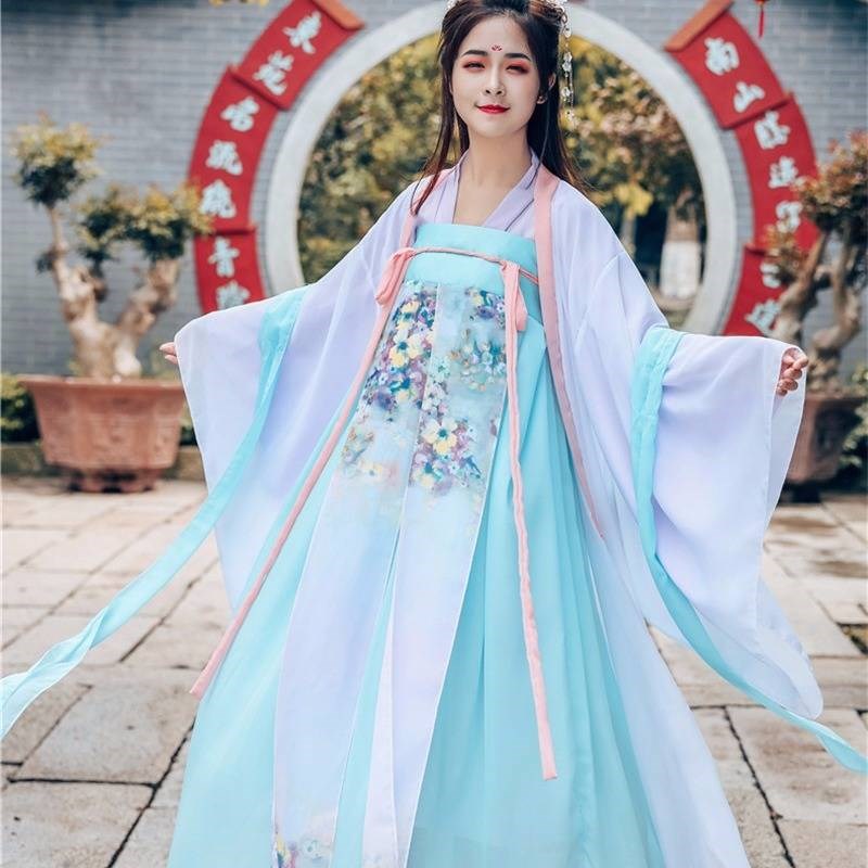 魏晋古装超仙女士复古风夏装新款淡雅夏季汉服裙改良版大袖2019在类目 女装/女士精品, 唐装/民族服装/舞台服装, 民族服装/舞台装中 - 来自Buy2taobao.com提供专业的淘宝代购服务