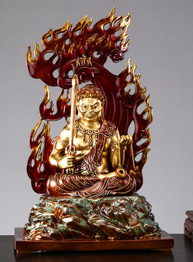 圆通佛具彩绘纯铜不动明王佛像菩萨