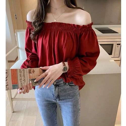春夏新款胖mm加大码女装宽松一字肩上衣女显瘦露肩打底衫胖妹妹潮在类目 女装/女士精品, 衬衫中 - 来自Buy2taobao.com提供专业的淘宝代购服务