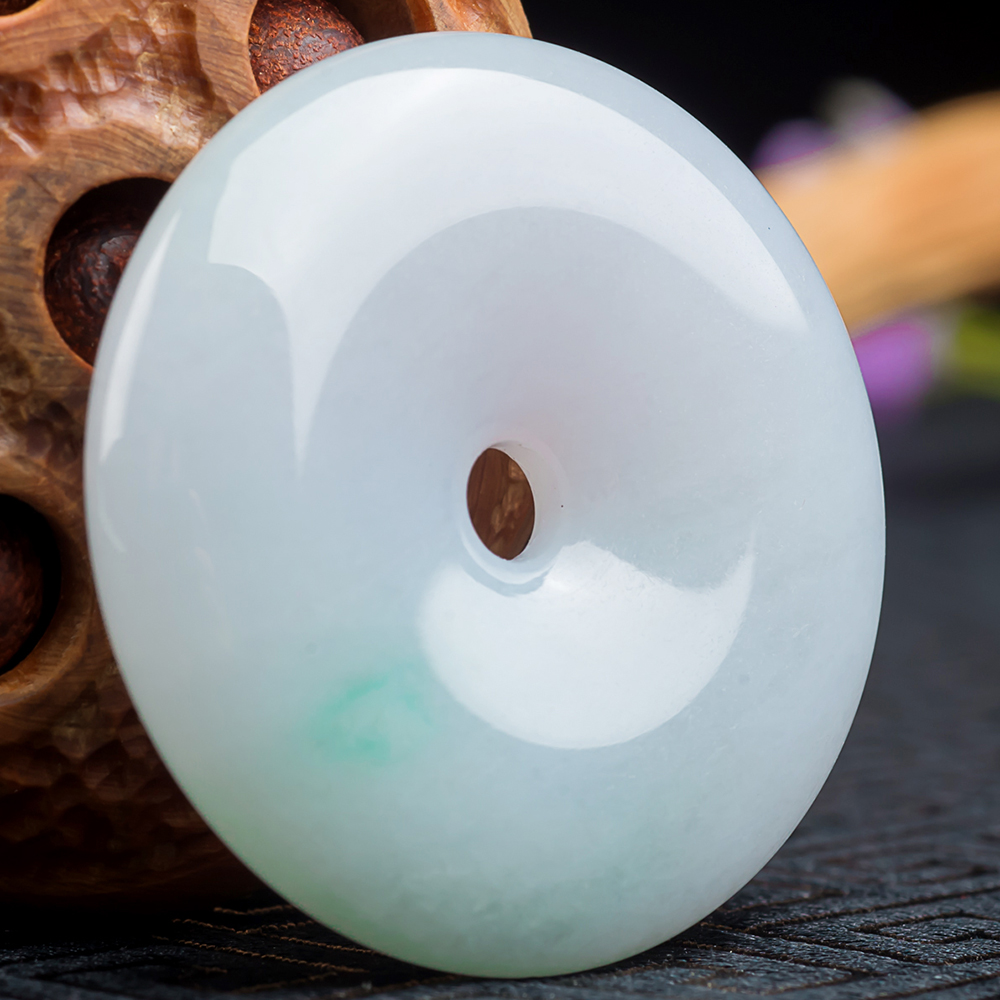 【平安吉祥】天然a货冰糯种双彩翡翠平安扣吊坠23.23克㊣615