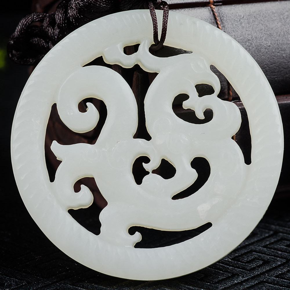 和田玉白玉【龙腾盛世】仿古螭龙挂件36.29克(含绳重)㊣828