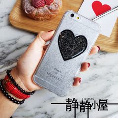 爱心闪粉Bling 挂绳苹果7s手机壳iPhone6/plus硅胶套创意个性女款