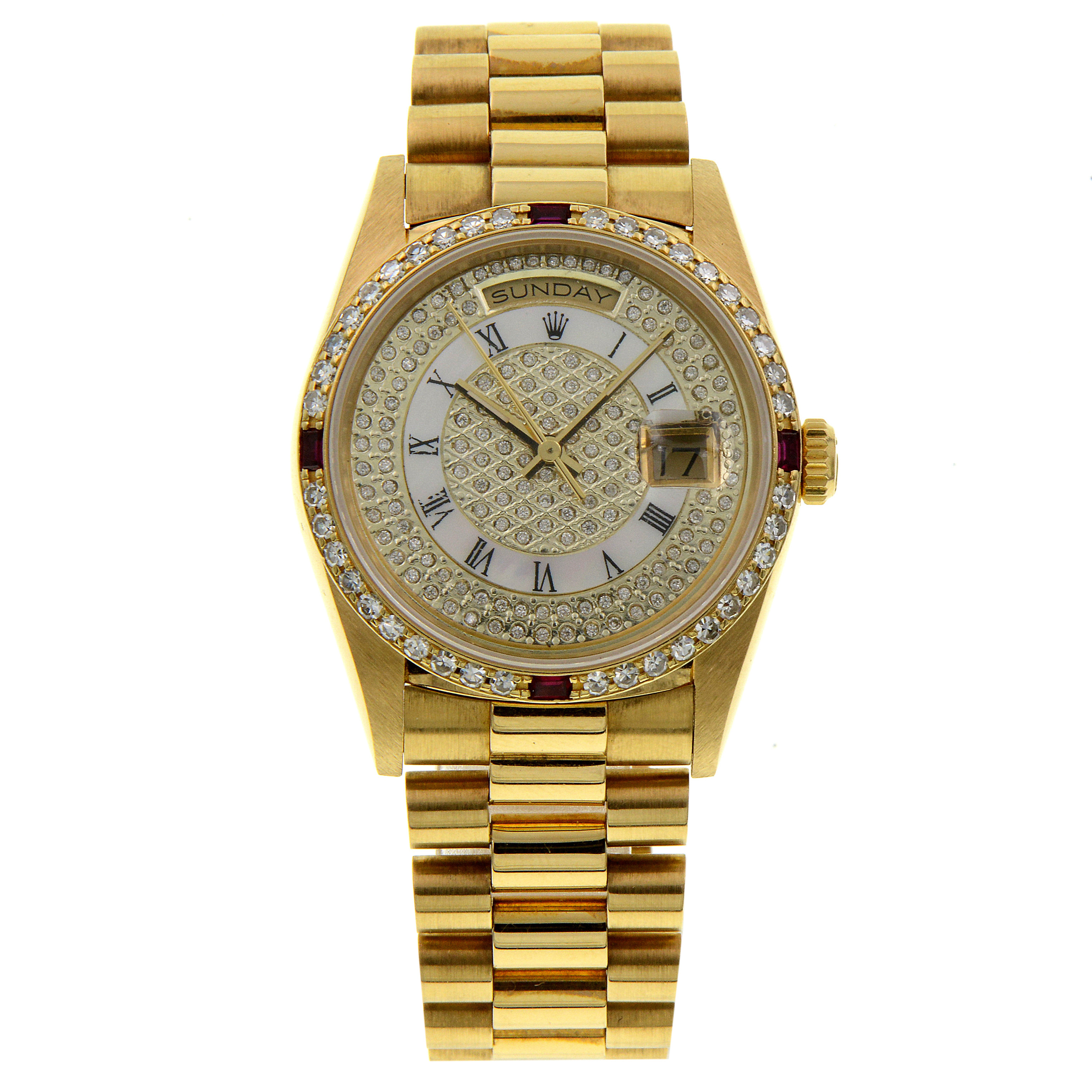 [9.5新]劳力士日志型自动机械男表后镶钻黄金腕表已使用hs