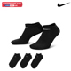 Nike耐克袜子男女短袜夏季薄款三双运动袜低筒黑色袜子船袜SX7678