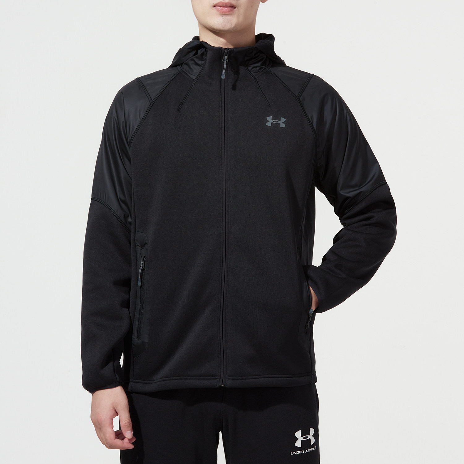 安德玛ua官网夹克男装2021秋冬拉链休闲连帽运动保暖外套1357475