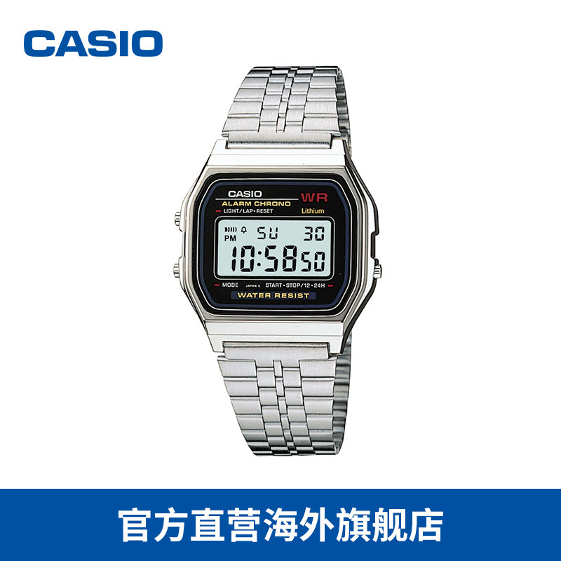 casio/卡西欧 小银表简约防水复古小方块电子手表a159wa-n1df