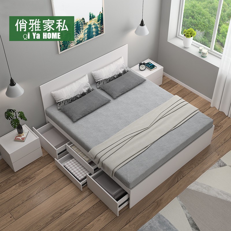 小户型板式床带抽屉单人床榻榻米多功能带床头储物床收纳床箱组合