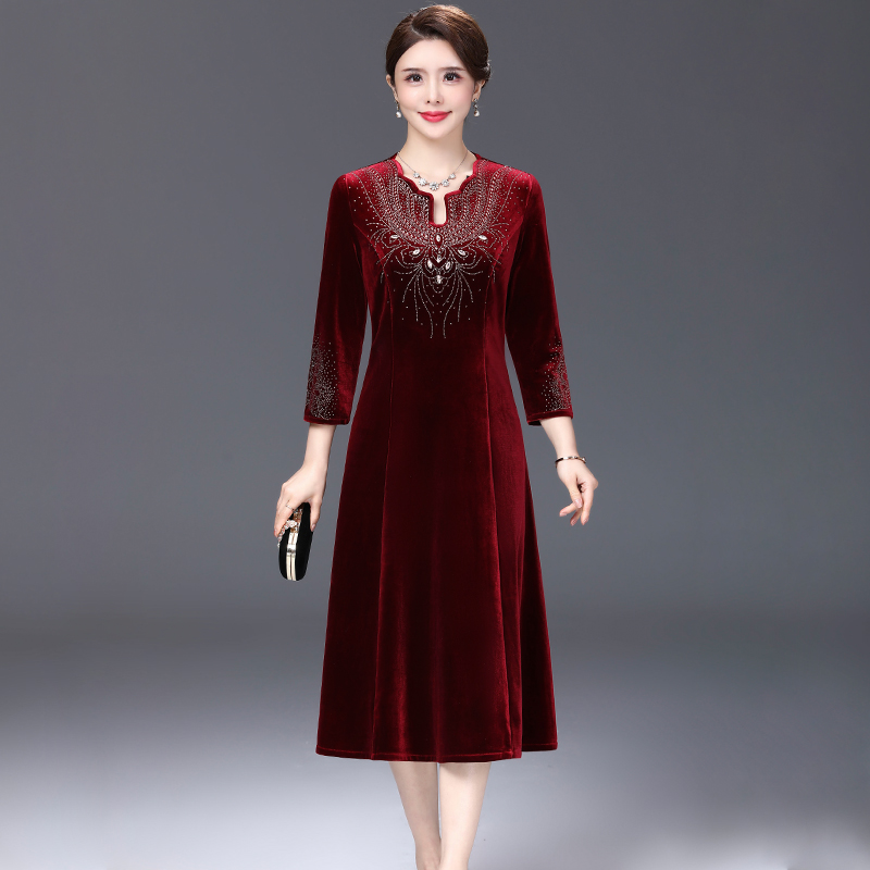 秋冬嫁女儿婚礼妈妈礼服年轻洋气新娘母亲高贵喜婆婆结婚装连衣裙