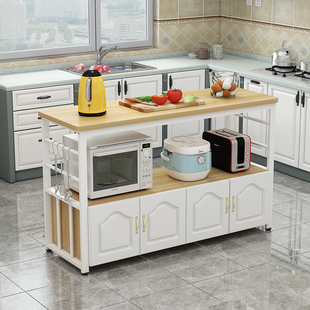 厨房加厚切菜桌微波炉烤箱置物架落地式碗柜收纳柜储物台柜可定制