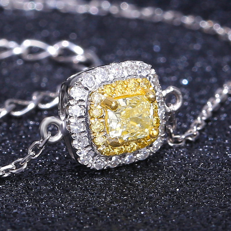 0.2克拉 黄钻钻石手链 浅黄色垫形 18k金 3d9801