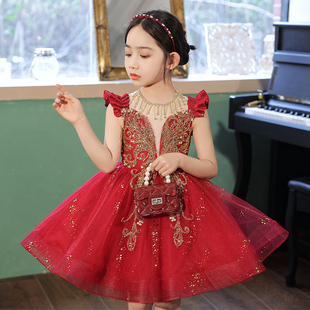 儿童礼服小女孩蓬蓬纱公主裙女童钢琴演奏主持晚礼服演出服夏