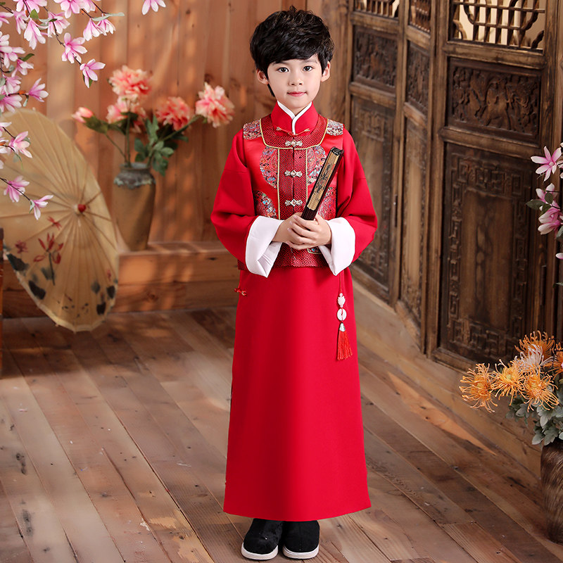 唐装男童套装中国风礼服男宝宝古装相声服装儿童汉服男古风童装春