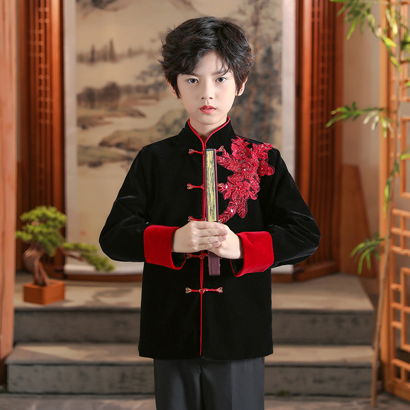 男童唐装汉服秋季小男孩中国风礼服中式演出服儿童古装国学服套装