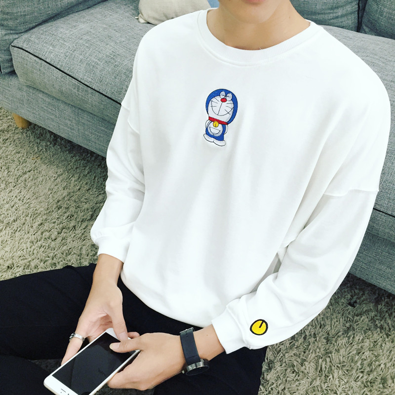 秋冬季韩版套头长袖圆领学生加绒卫衣男潮流宽松原宿bf风 ulzzang