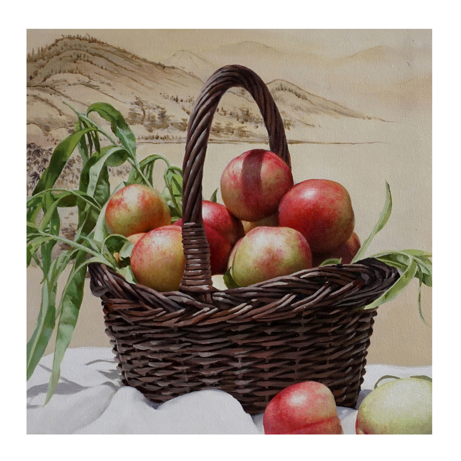 薛守宾《一筐福寿》写实布面油画