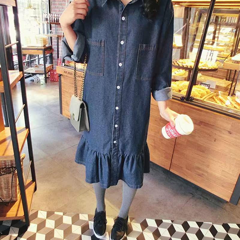 加大码女装2019春装新款胖mm鱼尾牛仔连衣裙胖妹妹中长款显瘦外套|ruв категории Женская одежда, женской одежды - от Buy2taobao.com для оказания профессиональной услуги покупки агента Taobao