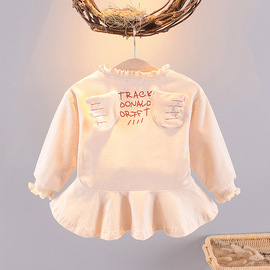 女童洋气秋装可爱天使娃娃印花连衣裙0-3岁婴幼儿秋季时尚上衣