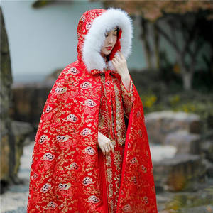 织锦原创可爱大熊猫复古汉服斗篷长款刺绣加厚保暖古装大披风冬款