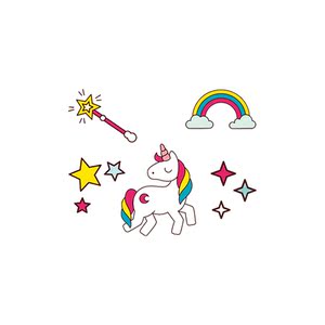 独角兽卡通儿童纹身贴防水女持久彩虹星星可爱仙女个性彩色小图案