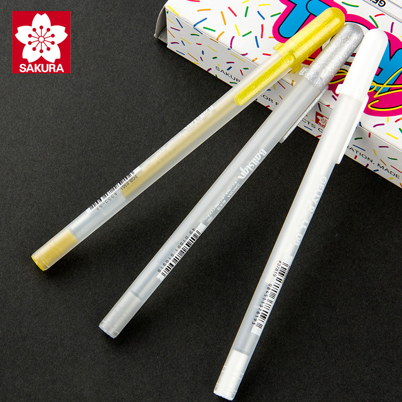 日本sakura樱花高光笔设计高光黑卡笔白线勾线笔手绘 满3支包邮