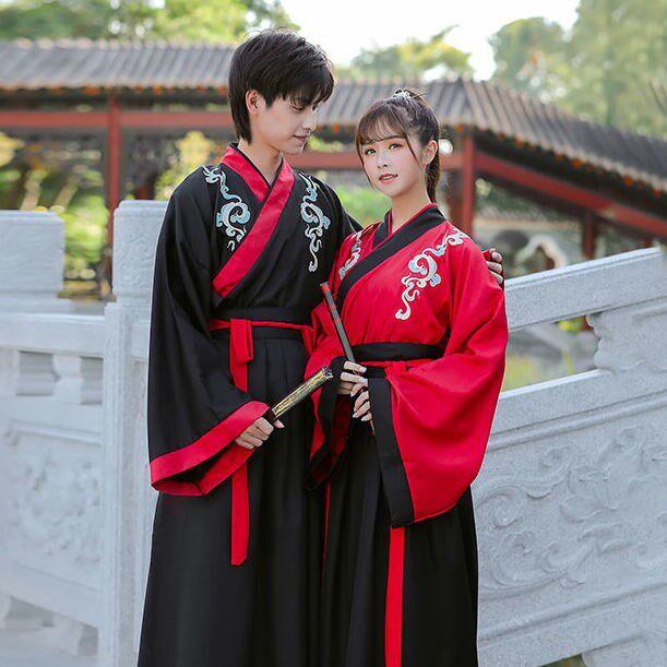 日常汉服女中国风学生班服毕业照古装汉元素情侣交领套装魏晋风男