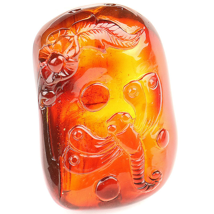 23.99g琥珀血珀蜻蜓吊坠(强荧光)