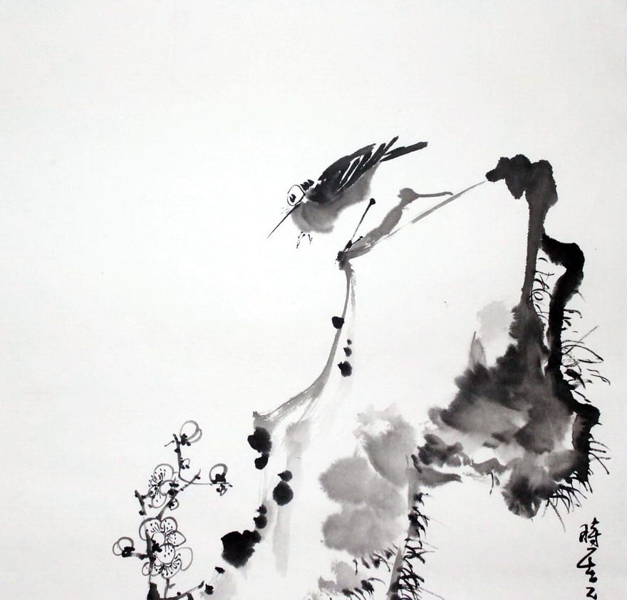 李墨林《梅石灵鹊》北京画院专职画家 当代实力派画家