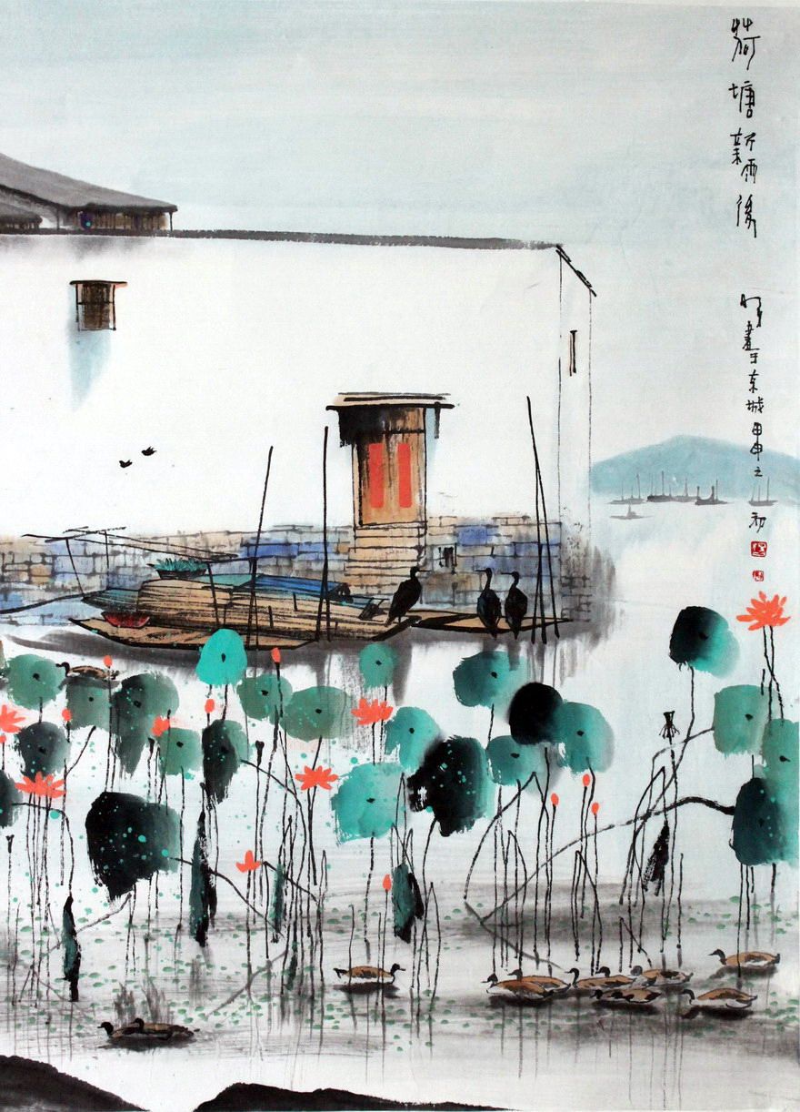 杨明义《周庄诗意》旅美艺术家 江南水乡风格代表画家