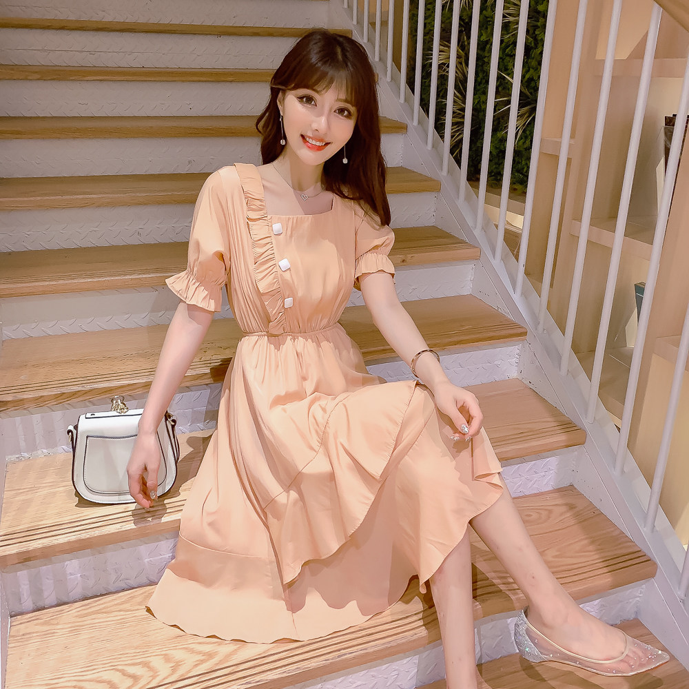 实拍20120网红时尚白色连衣裙女仙法式气质小众超仙泫雅风裙子洋