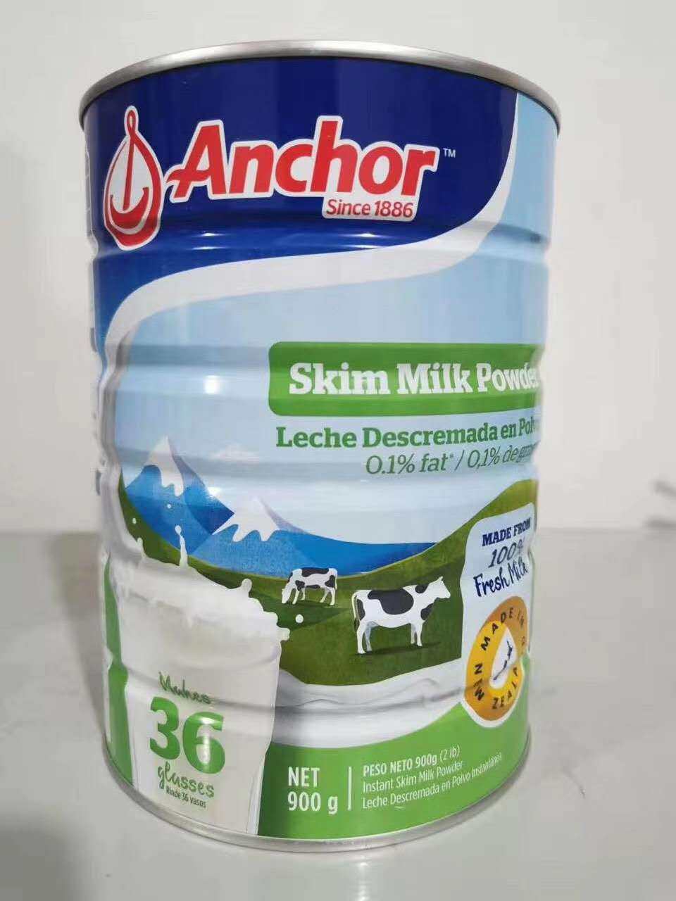新西兰anchor安佳成人脱脂奶粉罐装900克6罐一箱成人奶粉