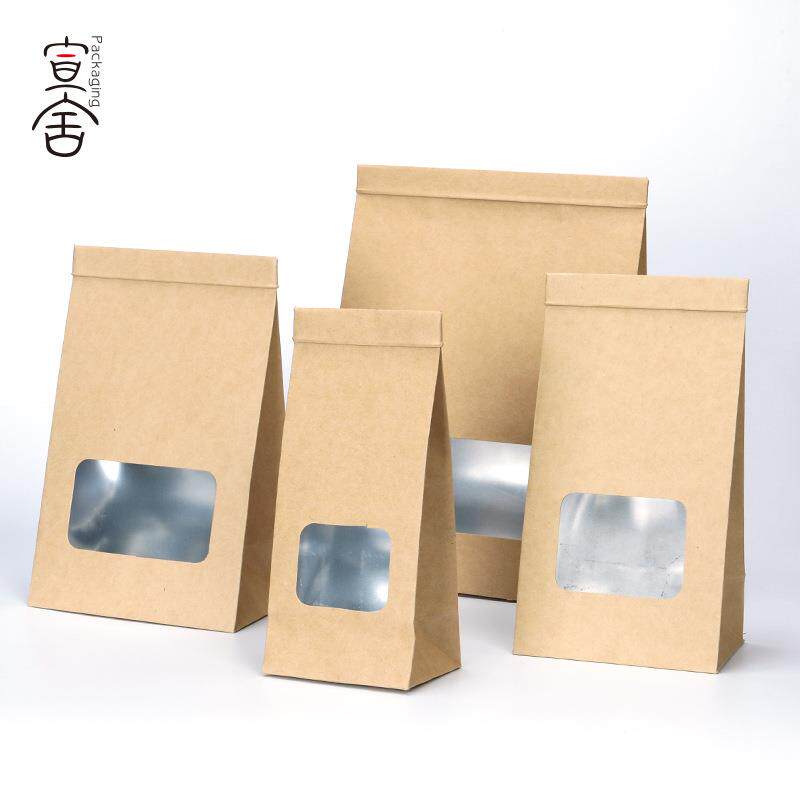 牛皮纸开窗铁丝袋自封口内铝薄膜防潮透明茶叶包装袋花草茶自立袋