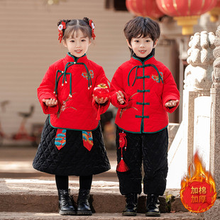 高货速发中国风男女.童汉服冬季年服唐装周岁礼服宝宝洋气连衣裙