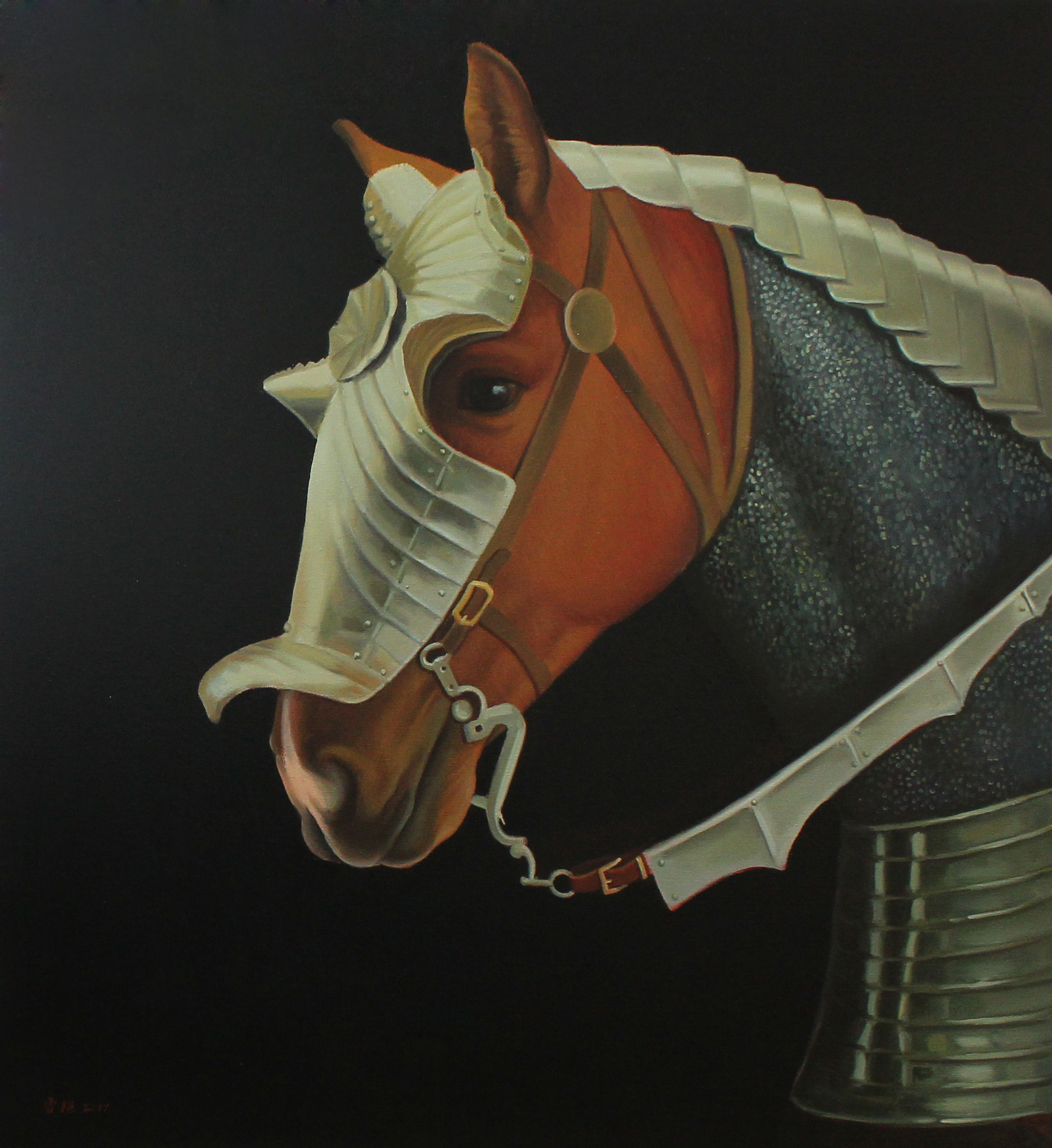 戚雪艳 《战马》 原创布面油画