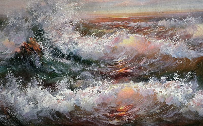 谢诚斌《海上日出》布面油画