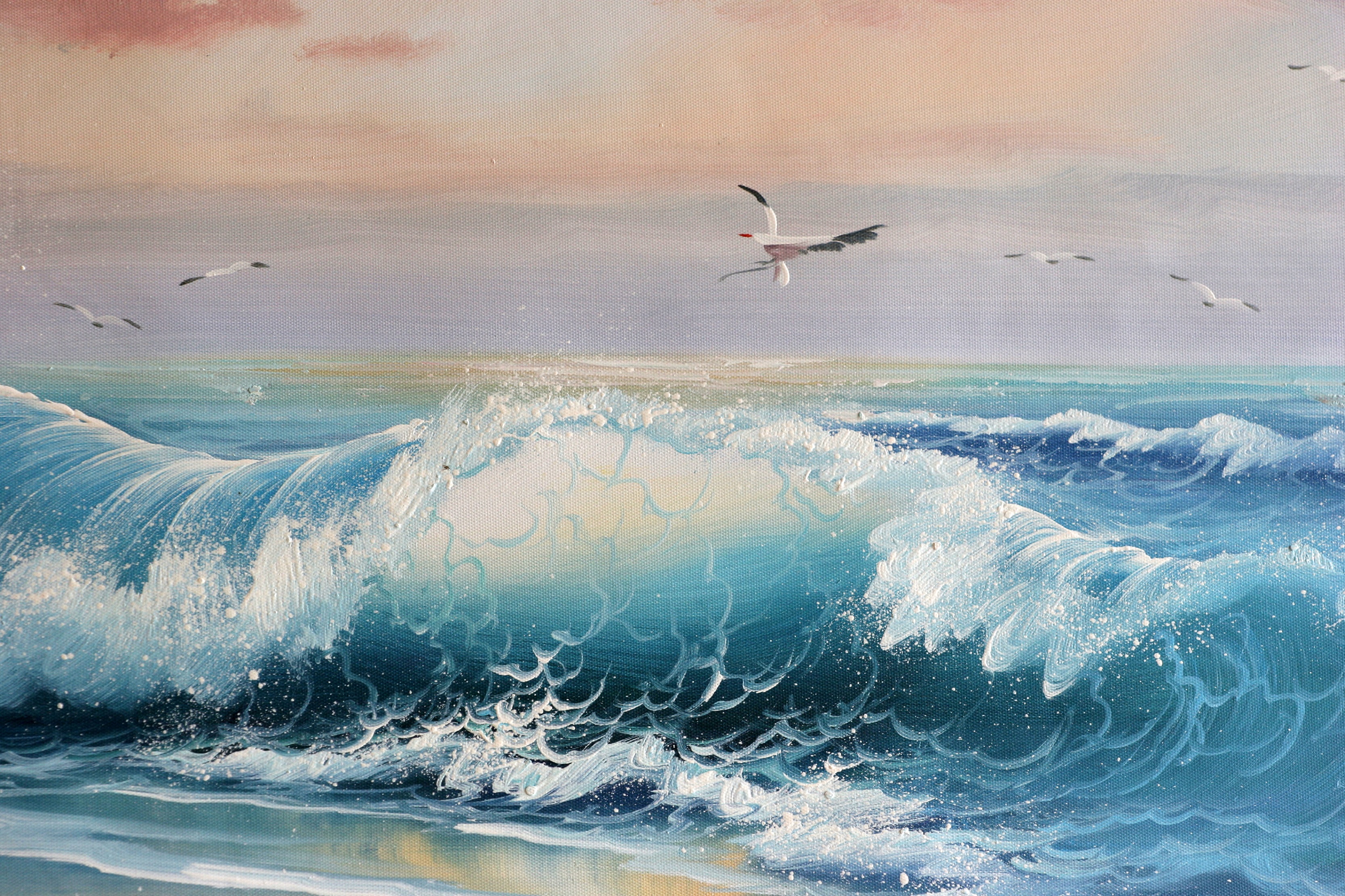 谢诚斌《涛声依旧》布面油画 60x120cm