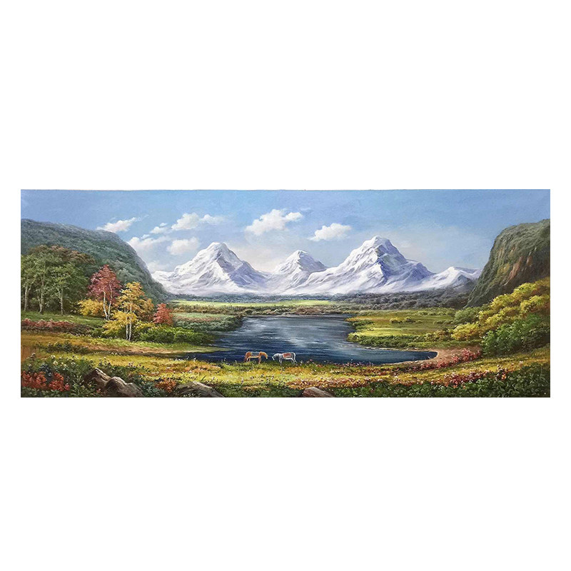 谢诚斌《雪山聚财系列风景1》布面油画 70x180cm