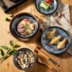 樱之歌日本进口青海波碗盘子菜盘碗家用深盘子日式餐具精和风碗盘