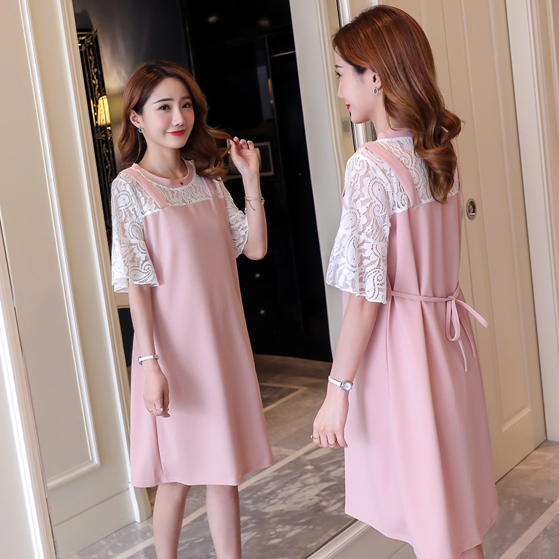 summer pregnant woman jacket Dress fashion Mid length version Chao Ma Lace Mosaic Pregnancy Short sleeved leisure time Exorcismin the Maternity/Maternal supplies/Nutrition , Maternity , Dress category - from Buy2taobao.com to provide professional Taobao agent buy service