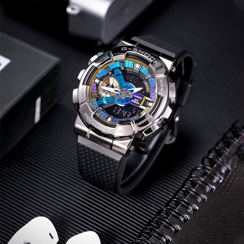 gm-110卡西欧限量版g-shock小钢炮防水运动石英表金属感冰川金