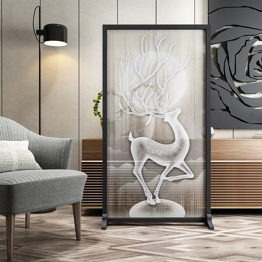 屏风隔断客厅现代简约玄关遮挡办公室卧室可定制进门家用实木座屏
