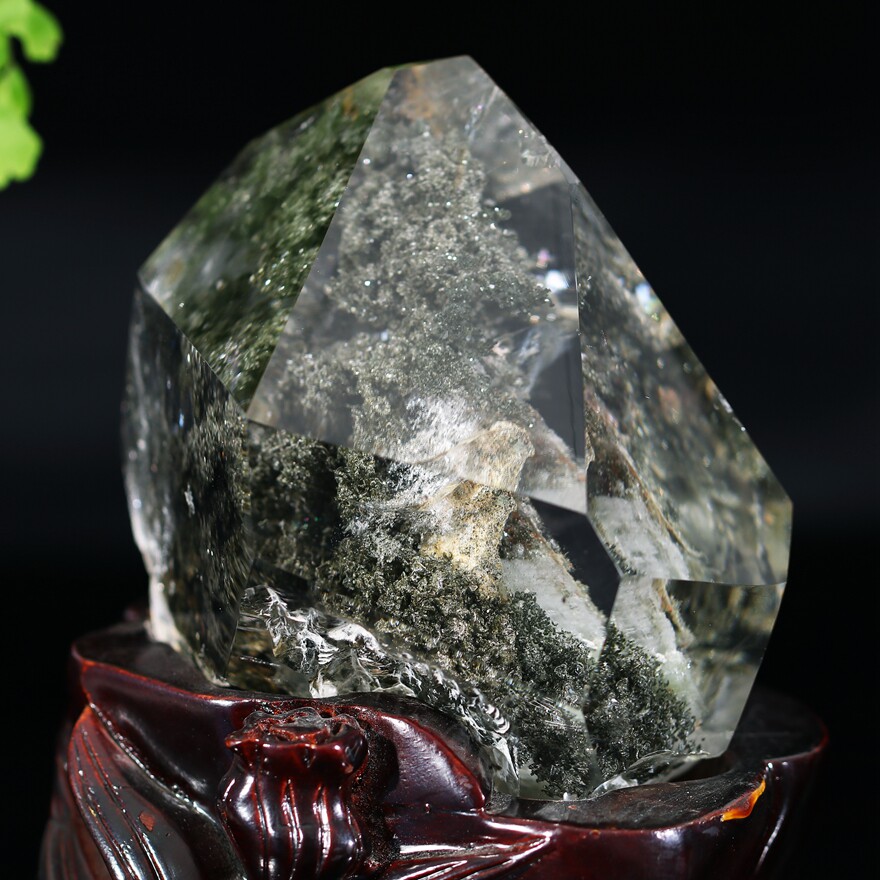 总重1254g 裸801g 天然绿幽灵摆件 水晶景石 全包 通透 收藏佳品