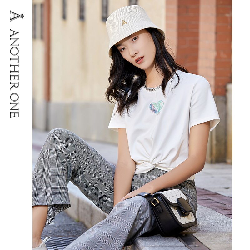 another one2021秋季新款连衣裙英伦格纹亮片蕾丝拼接翻领短裙已售0