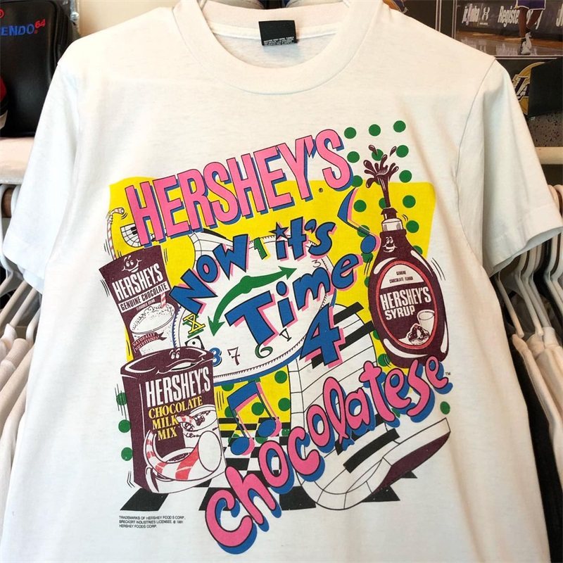 hersheys chocolate 好时巧克力图案纯棉短袖t恤男女潮牌原宿风