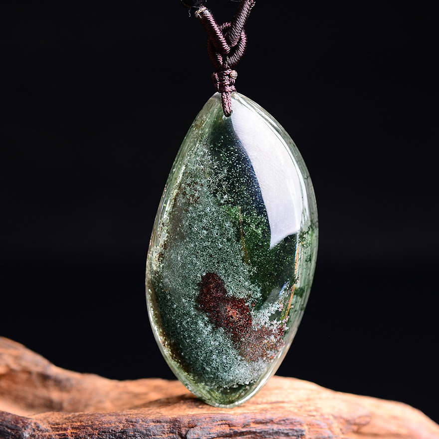 裸重32.23克绿幽灵吊坠 弧面型吊坠 圆润光滑